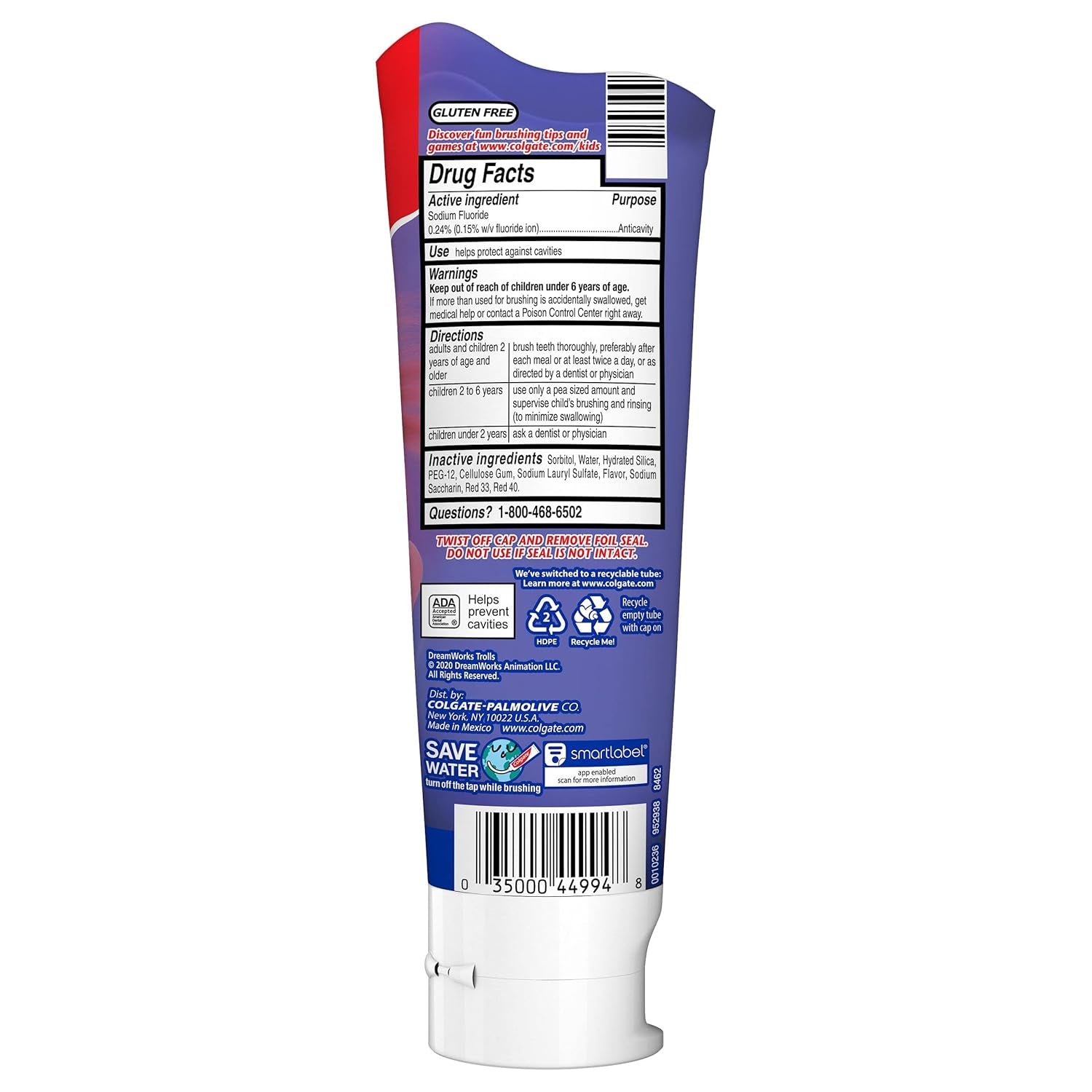 Kids Toothpaste with Anticavity Fluoride, Trolls, 4.6 Oz, 0.35 Fl Oz