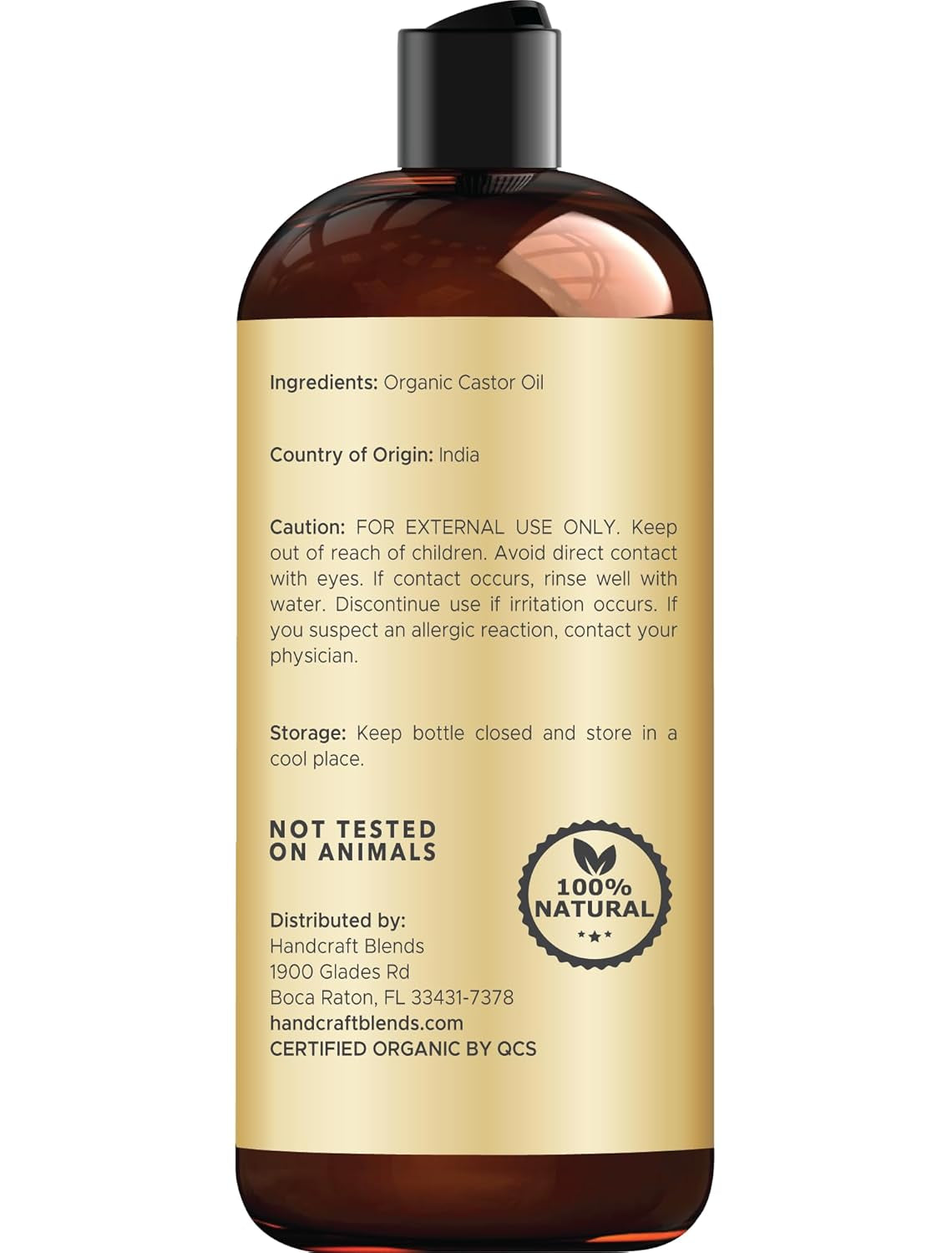 Organic Castor Oil 16 Fl Oz | 100% Pure and Natural | Premium Grade Carrier Oil | Hair, Eyelashes and Eyebrows | Hair and Body | Expeller-Pressed | Hexane-Free