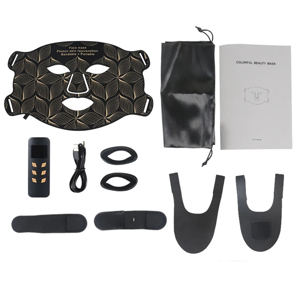 8 Colors Facial LED Mask with Neck Red Light Near Infrared Therapy Beauty Mask Anti Aging Skin Rejuvenation Lifting Tighten