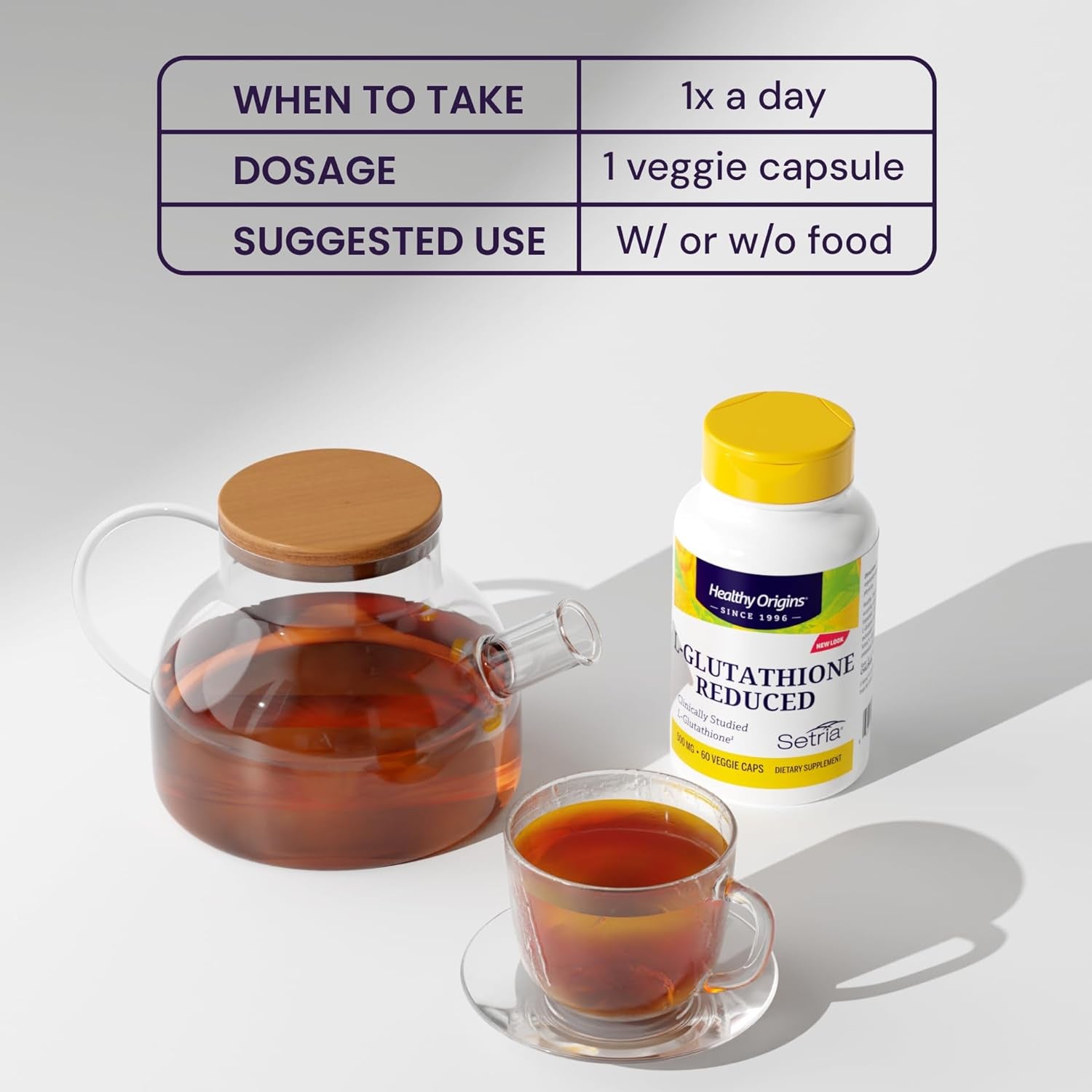L-Glutathione 500 Mg (Setria, Non-Gmo, Gluten Free, Antioxidant, Immune Support, Skin Support), 150 Veggie Caps