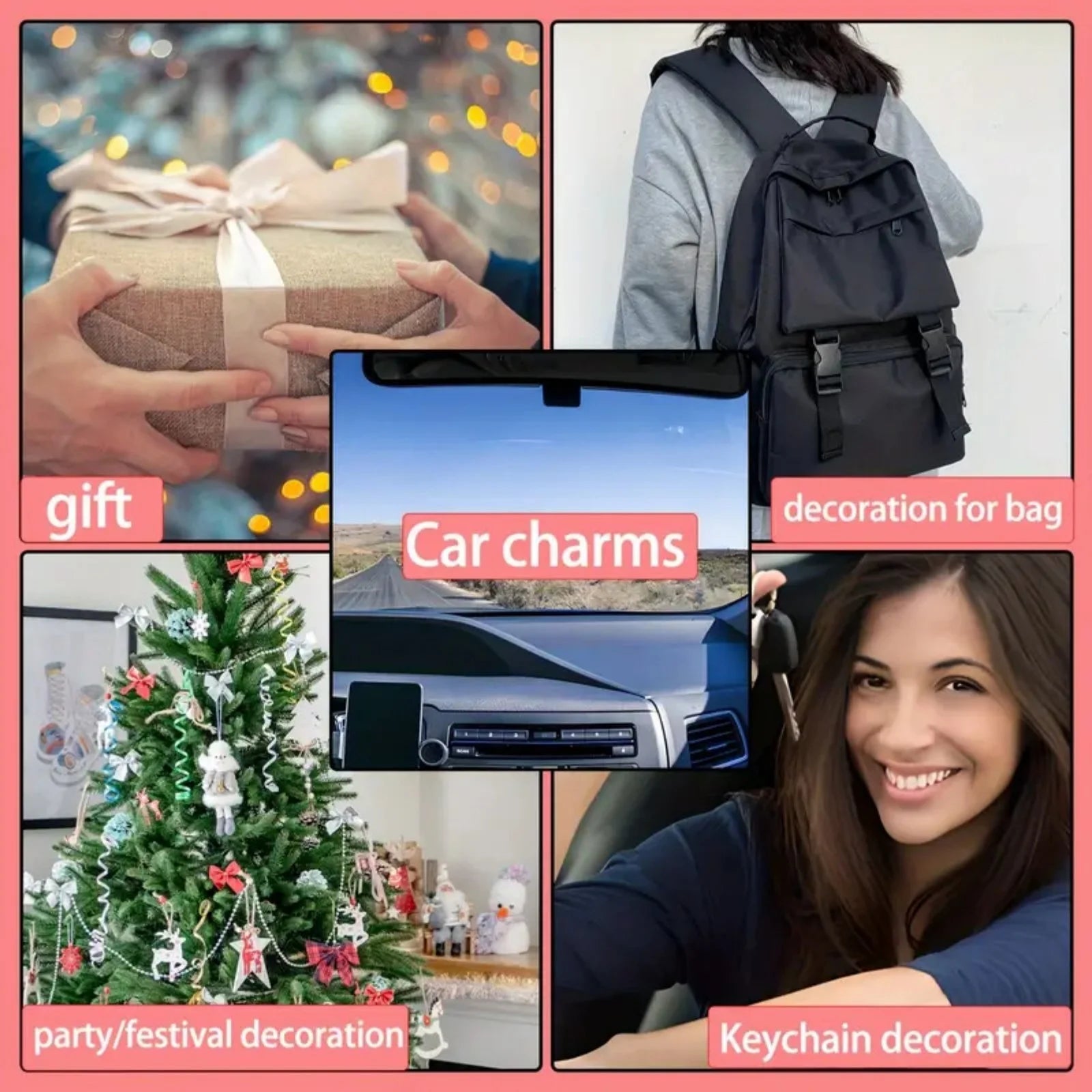 Easter Decorations Acrylic Cute 2D Bunny Bag Charms Car Rearview Mirror Accessories Backpack Pendant Easter Basket Stuffers