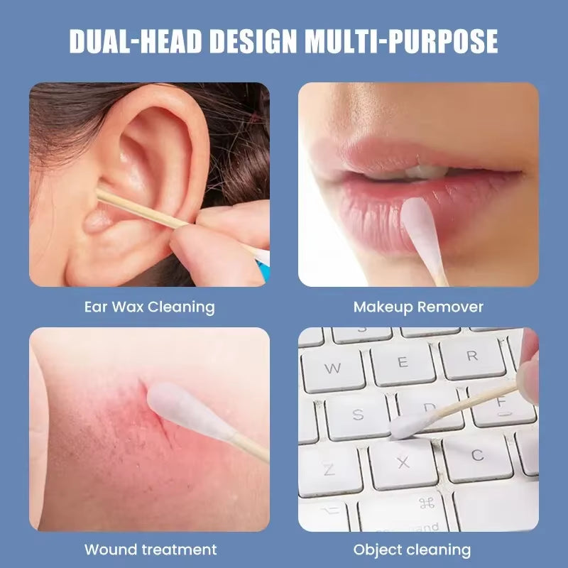 500Pcs 5 Packs Double-Ended Cotton Swabs, Baby Cotton Swabs, Ear Cleaning Sticks, Healthy Cleaning Tools